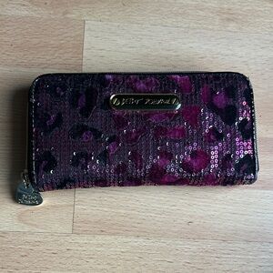 Betsey Johnson Sequin Velour leopard print wallet